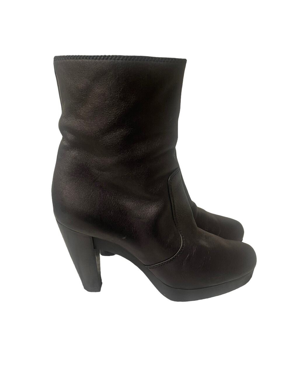 FENDI TRONCHETTO VITELLO BALBOA BOOTS Heels Brown Leather Size 7